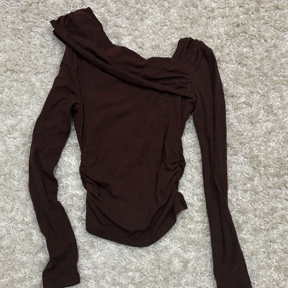 Elegant Brown Long Sleeve Women's Top